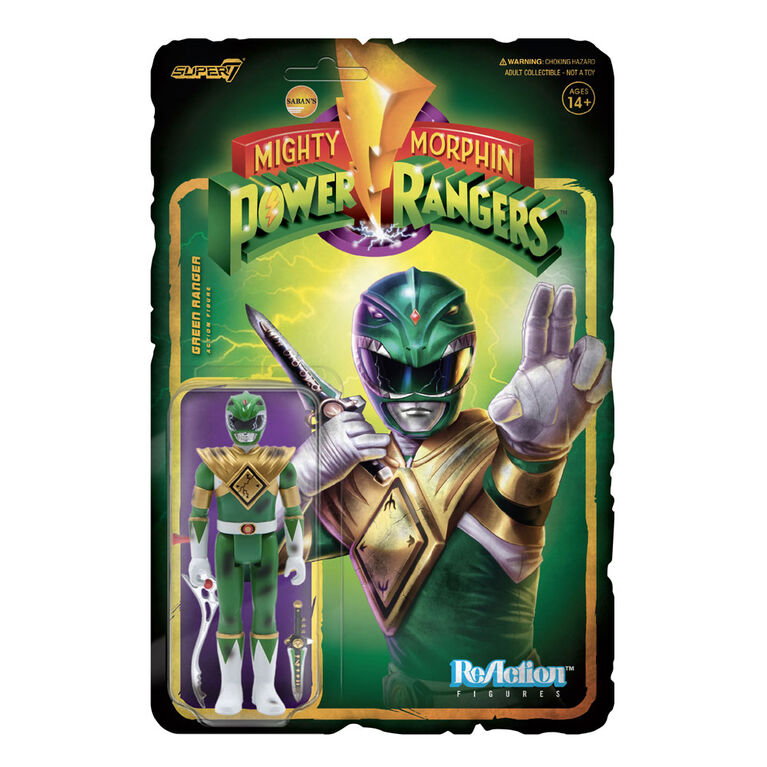 Figurine de réaction des Power Rangers de Mighty Morphin - Ranger vert (endommagement de la bataille)