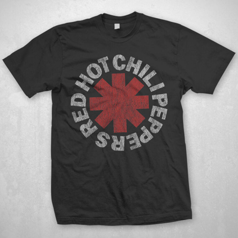 Red Hot Chili Peppers- Distressed Asterisk- Black Tshirt-Medium