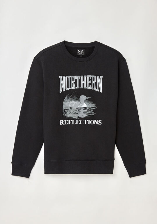 Northern Reflections Adult Waving Loon Crewneck Black L