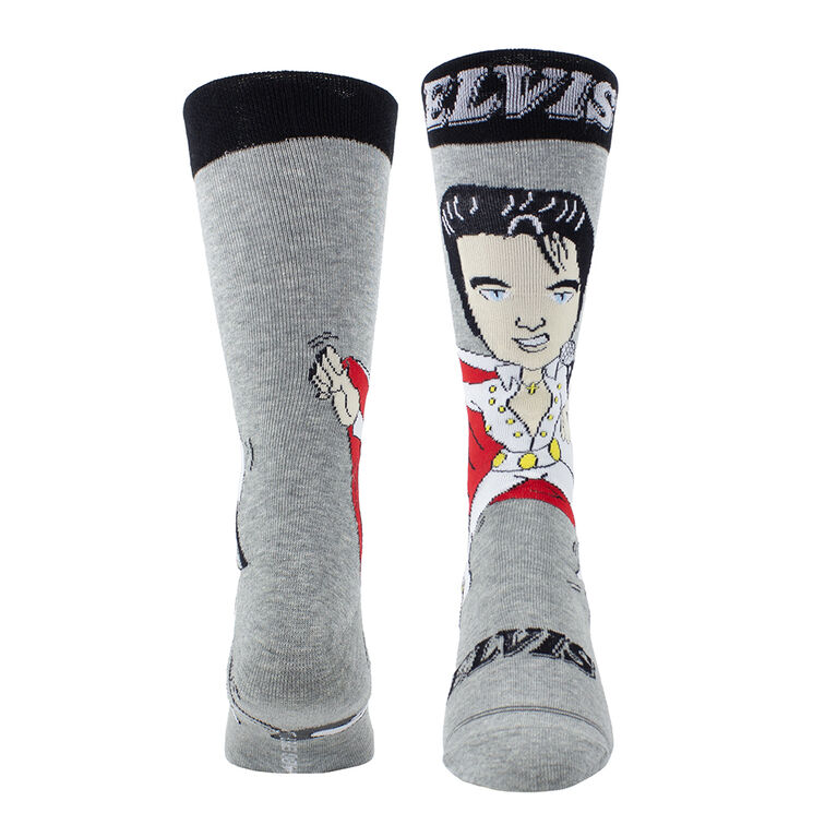 Chaussettes En Maille Elvis Cartoon, Gris Chiné, Homme