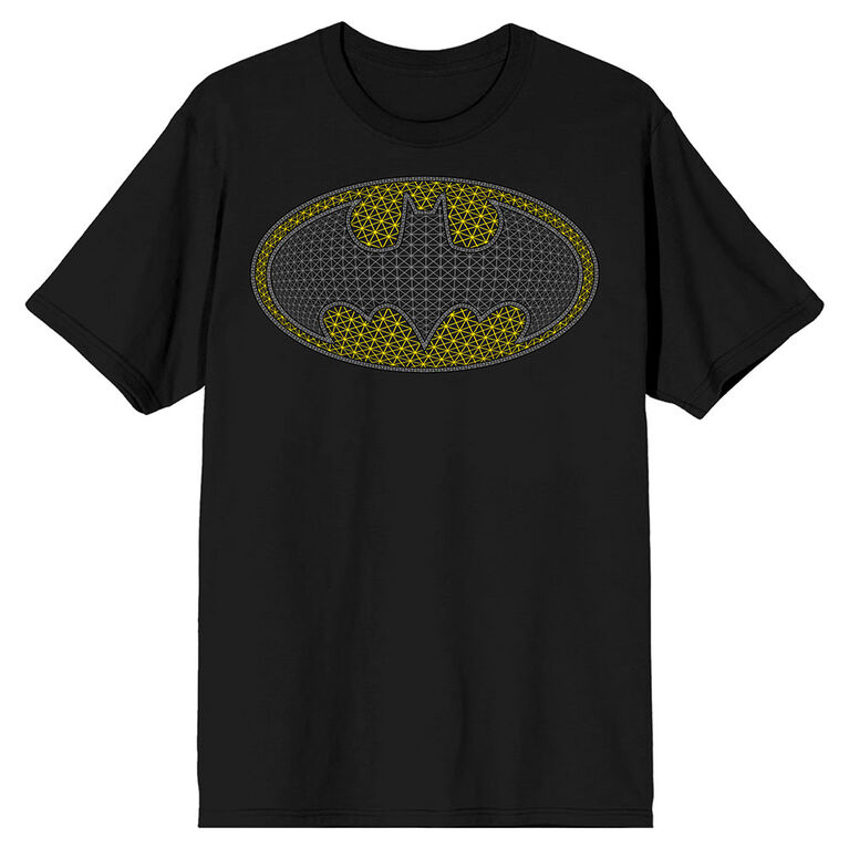 DC Comics Batman Grid Logo Noir T-Shirt -Grande