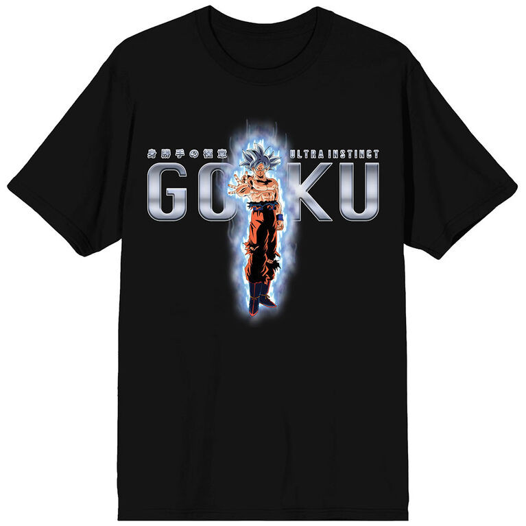Dragon Ball Super Goku Ultra Instinct Main Ouverte Kanji L'écriture Noir T-Shirt 