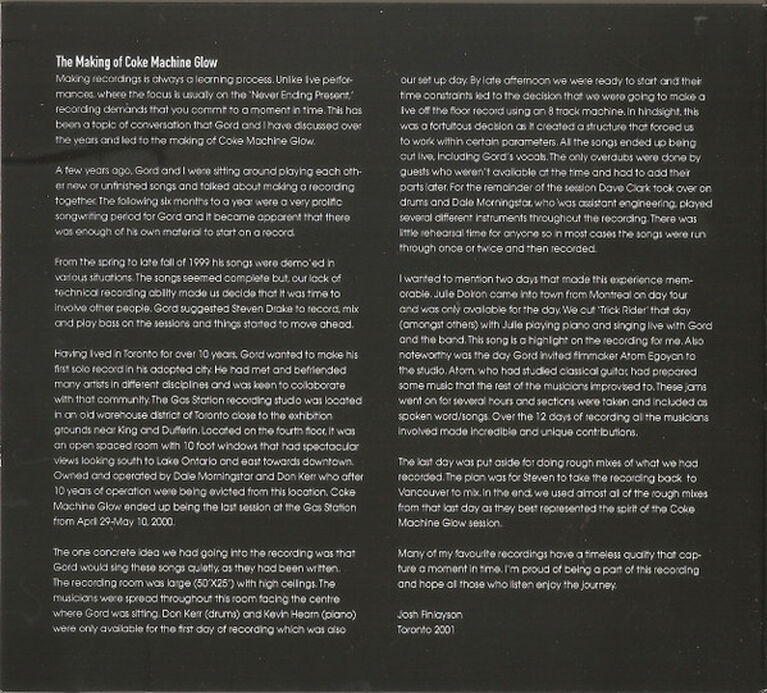 Gord Downie - Coke Machine Glow (Songwriters' Cabal)