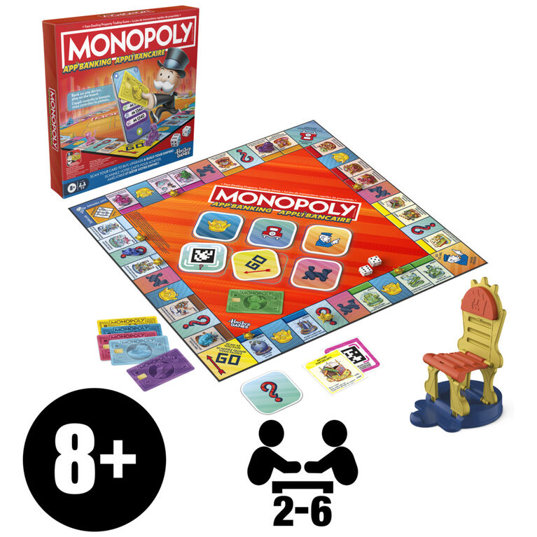 Monopoly App Banking Board Game, App-Enabled Game, Links to Smart Devices, Ages 8+
