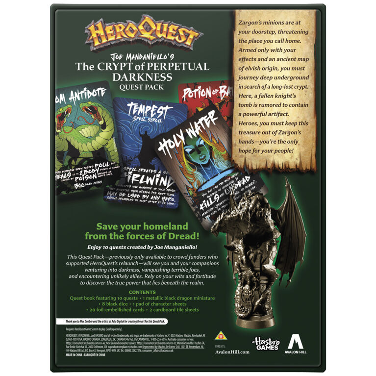 Avalon Hill HeroQuest Joe Manganiello's The Crypt of Perpetual Darkness Quest Pack | Requires HeroQuest Game System to Play Avalon Hill HeroQuest Joe Manganiello's The Crypt of Perpetual Darkness Quest Pack | Requires HeroQuest Game System to Play