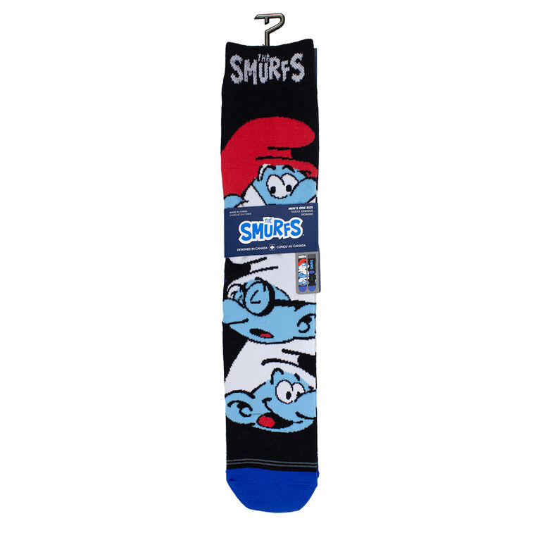 Smurfs Pile Up Men's Knit-In Crew, Black, Men's