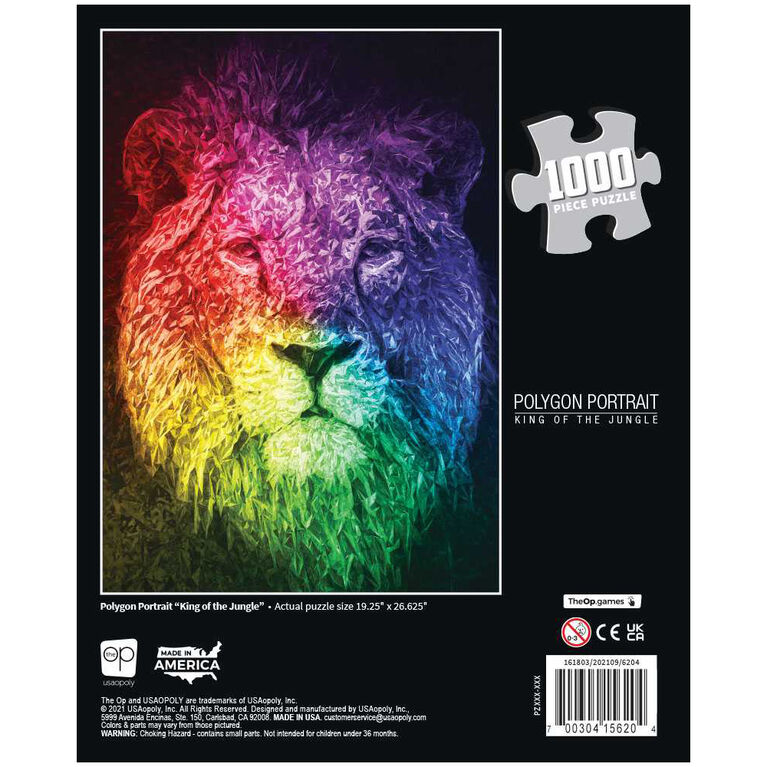 Polygon Portrait "King of the Jungle" 1000 Piece Puzzle - English Edition