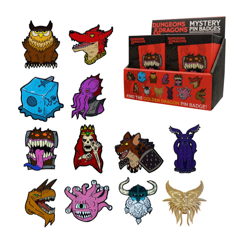 Dungeons & Dragons 50th Anniversary Mystery Pin Badge CDU Containing 12 Blind Boxes