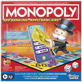 Monopoly App Banking Board Game, App-Enabled Game, Links to Smart Devices, Ages 8+