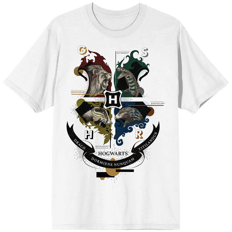 Harry Potter Hogwarts House Crests Blanc T-Shirt-Petit
