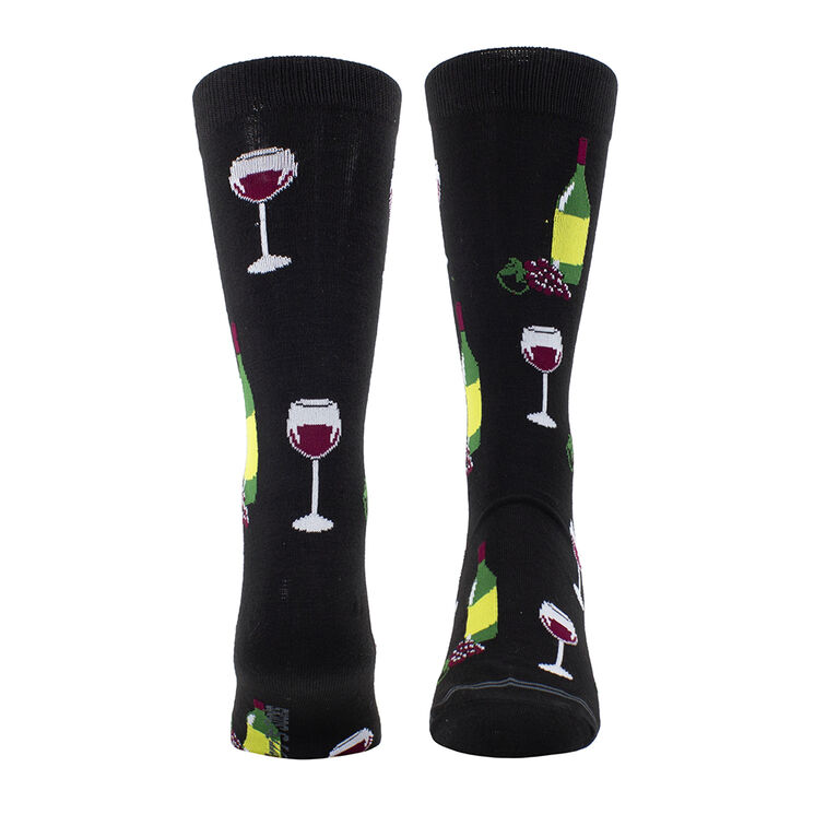 Perri's Novelty Wine Glass Bottle Crew, Black, Men's