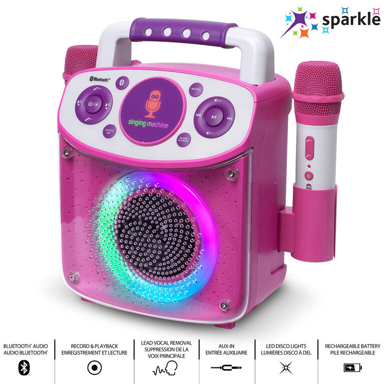 Mini Sparkle Portable Karaoke Machine Pink