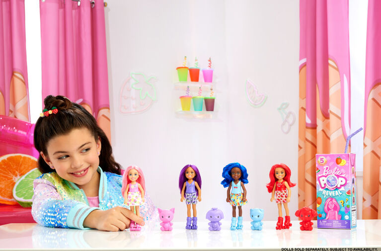 Barbie Pop Reveal Chelsea Série Fruits Poupée, 5 surprises