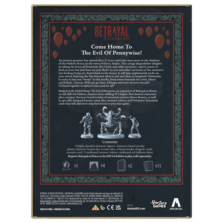 Avalon Hill Betrayal at the Neibolt House: The Evil of Pennywise Expansion (Requires Betrayal at HOTH 3rd Ed.) - English Edition Avalon Hill Betrayal at the Neibolt House: The Evil of Pennywise Expansion (Requires Betrayal at HOTH 3rd Ed.) - English Edition