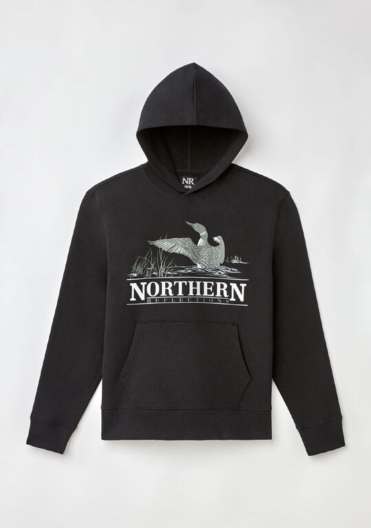 Northern Reflections Adult Waving Loon Hoodie Black