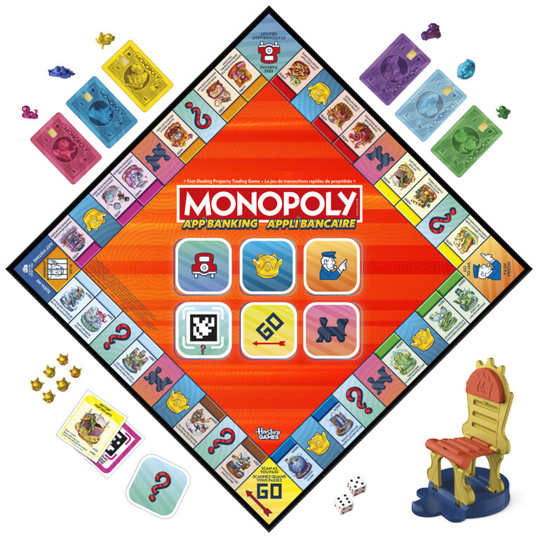 Monopoly App Banking Board Game, App-Enabled Game, Links to Smart Devices, Ages 8+