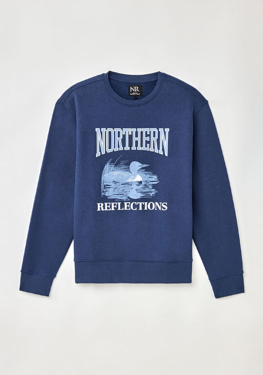 Northern Reflections Adult Waving Loon Crewneck Blue M