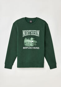 Northern Reflections Adult Waving Loon Crewneck Green XL