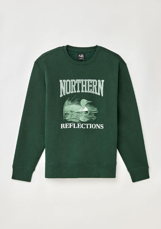 Northern Reflections Adult Waving Loon Crewneck Green XL
