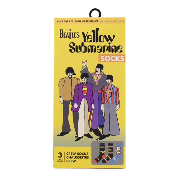 Jaune Sous-Marin 3 Paires De Chaussettes Bo&icirc;te Cadeau, Noir/Bleu, Hommes