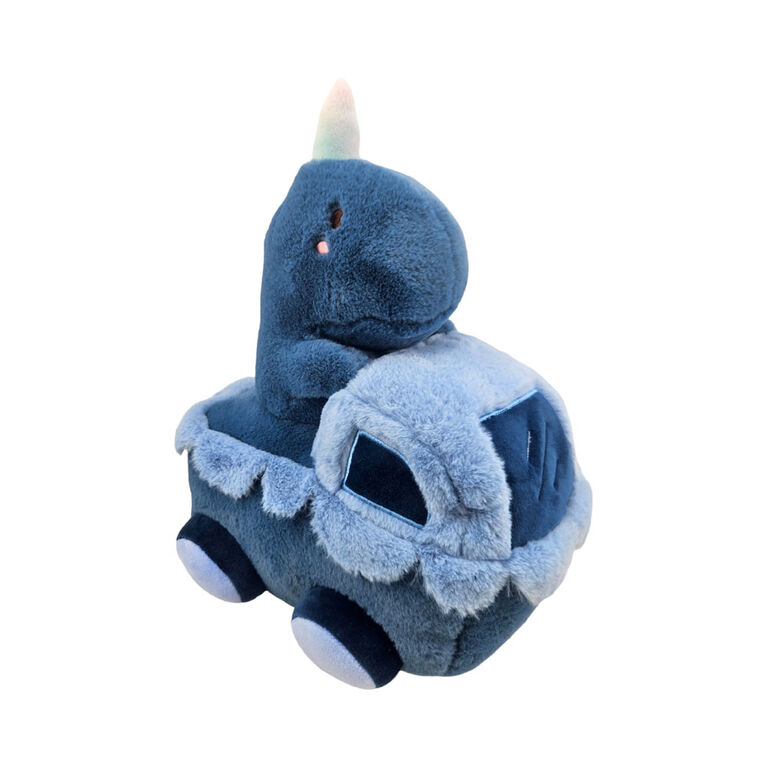 Yabu Peluche Fluffy Dino on Kart - Blue