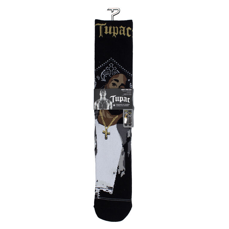 Tupac Black Bandana Knit-In Crew, Noir, Pour Homme