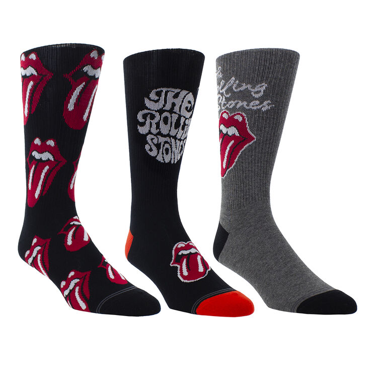 Les Rolling Stones, Coffret Cadeau Chaussette Trois Paires, Noir, Pour Homme