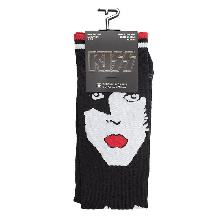 Kiss Faces Knit In Crew, Black, Men's