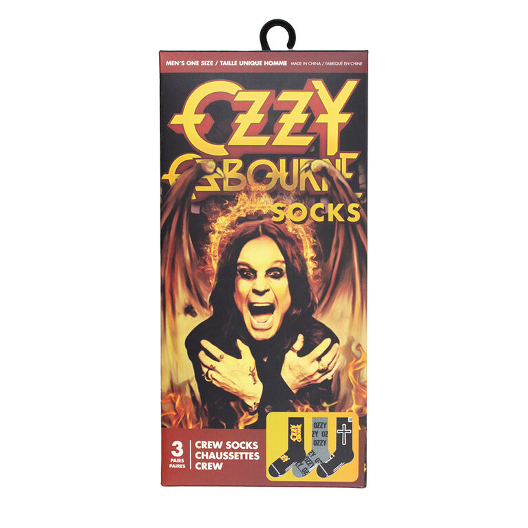 Ozzy Osbourne 3 Paires De Chaussettes Cadeau Boîte, Noir, Hommes