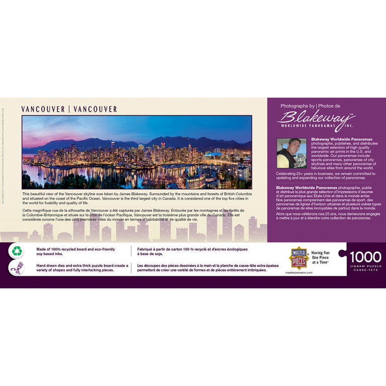 Masterpieces Puzzle Company Blakeway Panoramas - Vancouver 1000 Piece Panoramic Puzzle