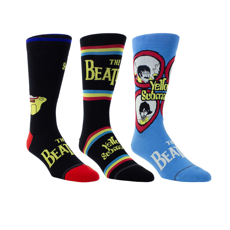 Jaune Sous-Marin 3 Paires De Chaussettes Bo&icirc;te Cadeau, Noir/Bleu, Hommes